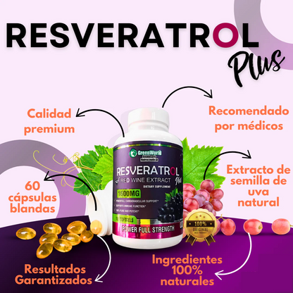 RESVERATROL PLUS® - 60 Capsulas de 1600mg